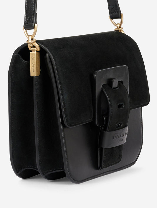 Black suede and leather "Touch Me" bag