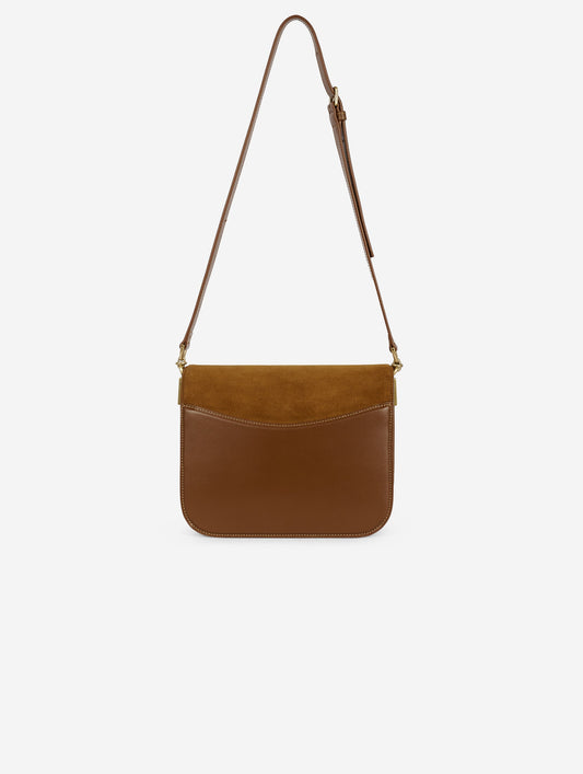 Caramel suede and leather "Touch Me" bag