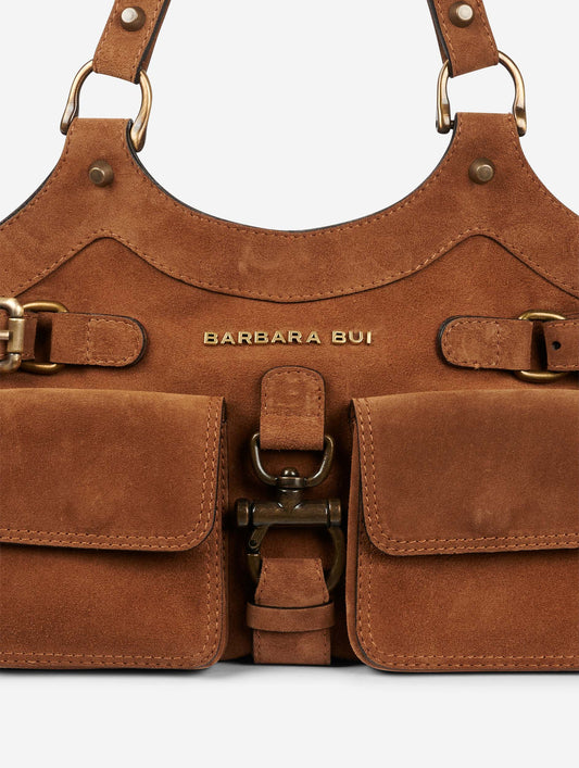 "BB Re-edition" bag in cognac suede