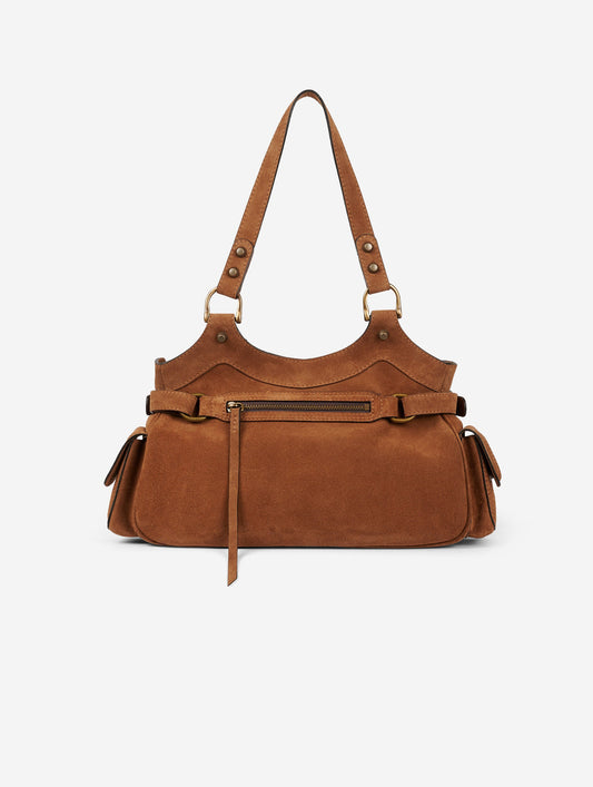 "BB Re-edition" bag in cognac suede