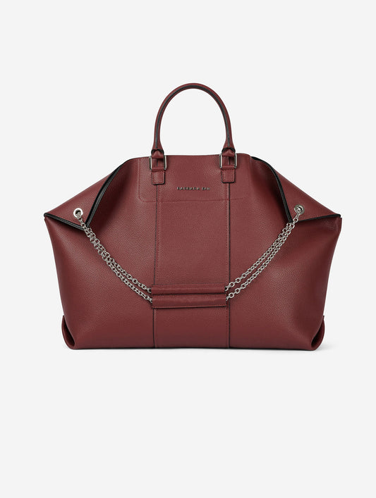 "Big Chamallow" bag in burgundy leather