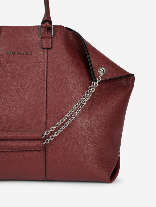 "Big Chamallow" bag in burgundy leather