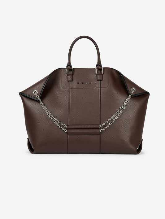 "Big Chamallow" bag in chocolate leather