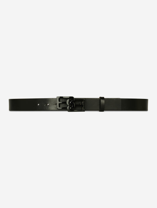 Black leather logo belt