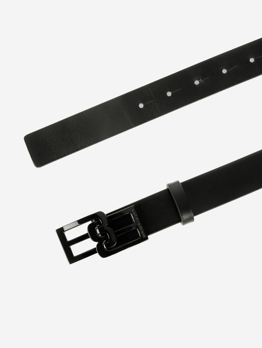 Black leather logo belt