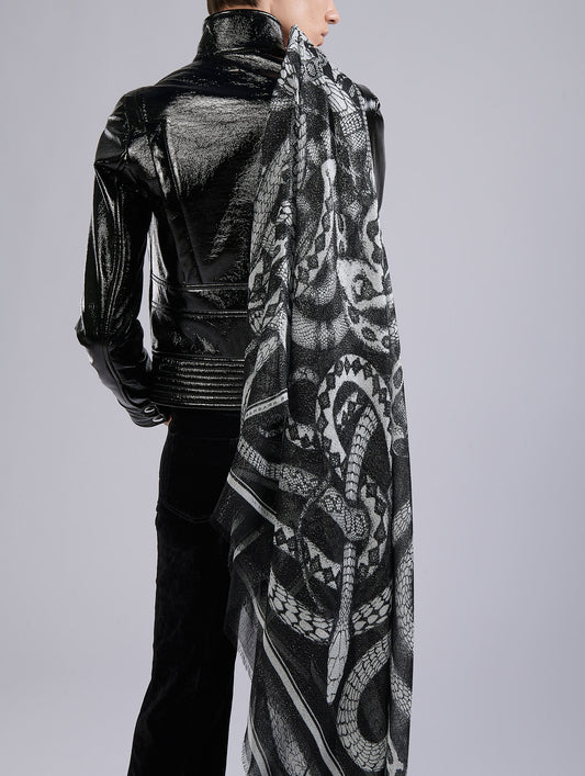 Metallic snake-print scarf