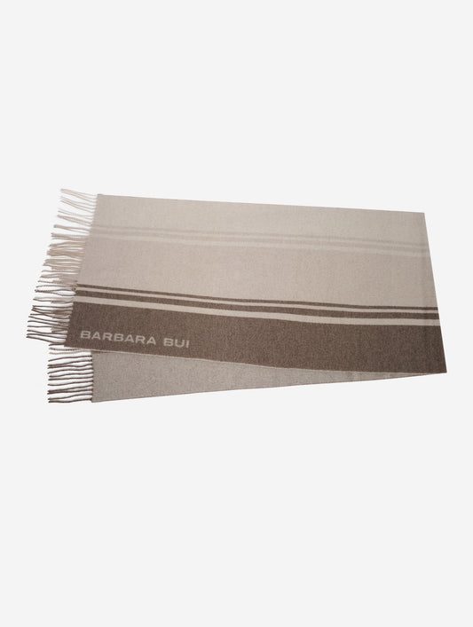 Beige wool and cashmere scarf