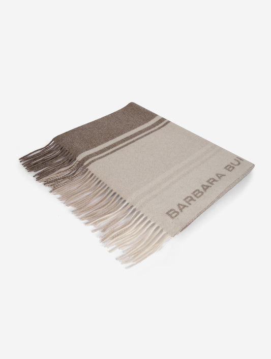 Beige wool and cashmere scarf