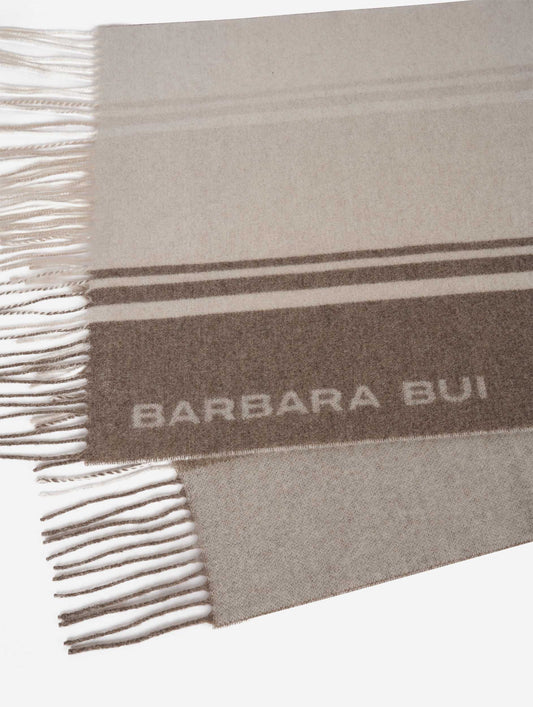 Beige wool and cashmere scarf
