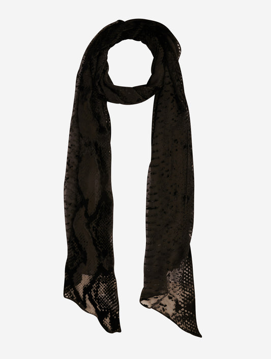 Black python devoré velvet scarf