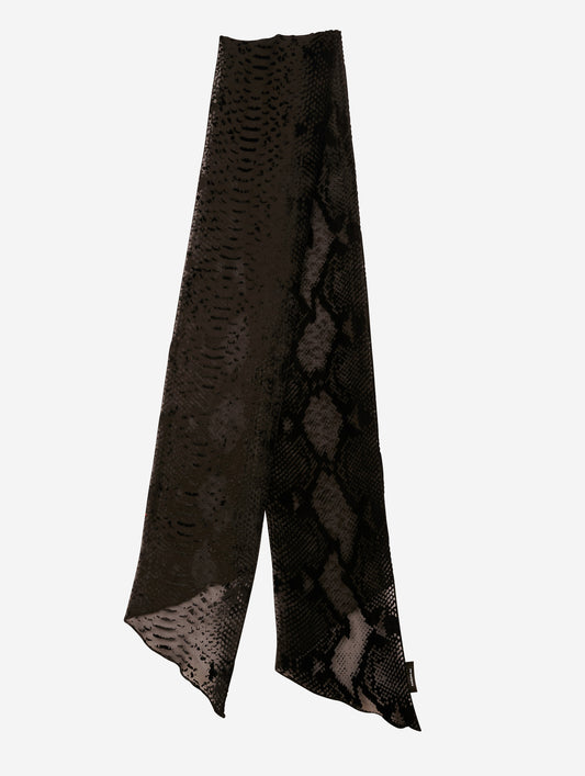 Black python devoré velvet scarf
