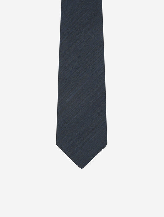 Navy fine wool-silk blend tie