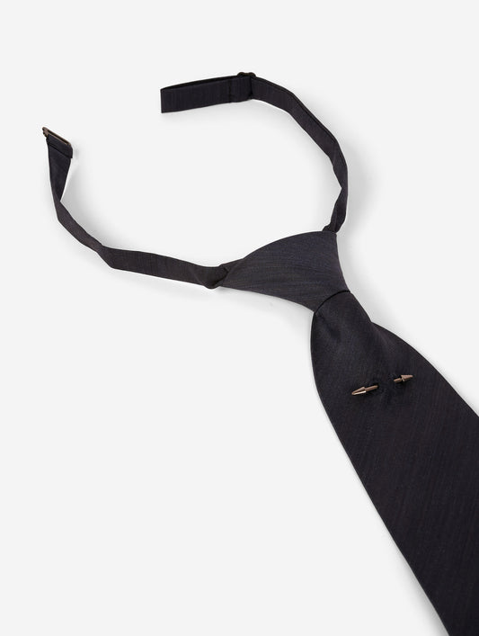 Navy fine wool-silk blend tie