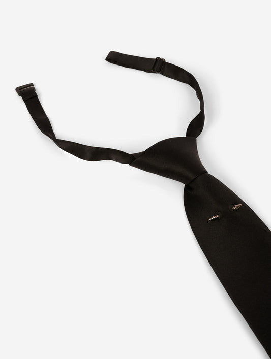 Black silk satin tie