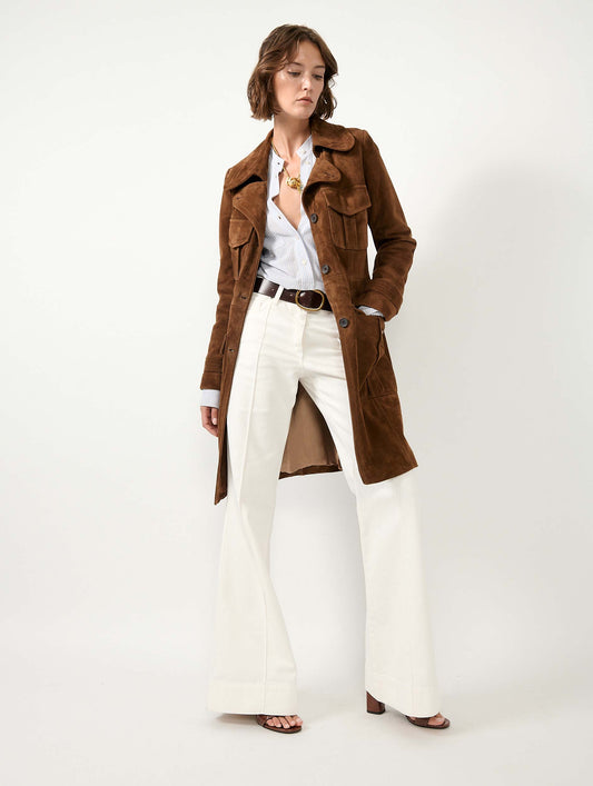 Brown suede trench coat