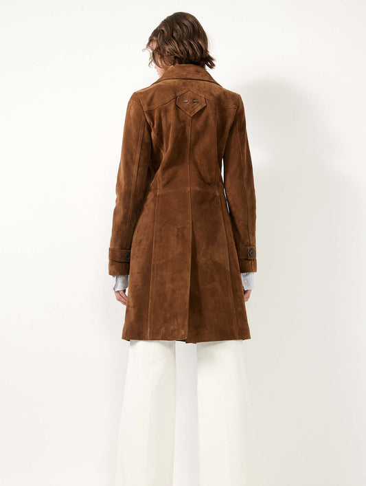 Brown suede trench coat