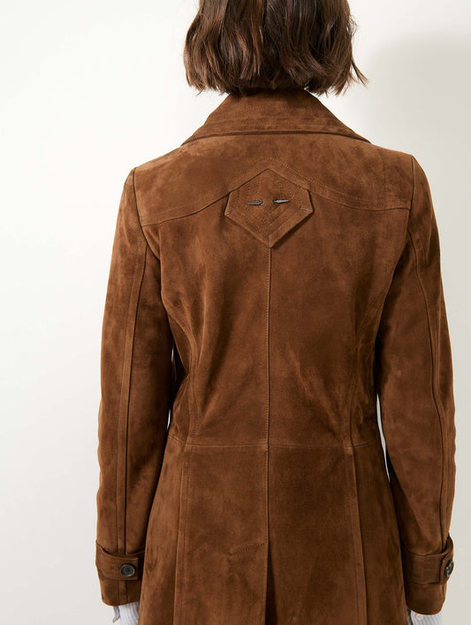 Brown suede trench coat