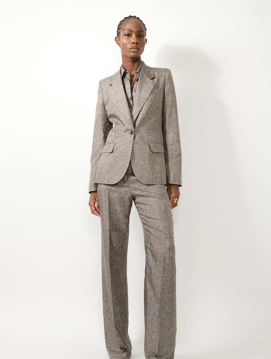 Lino print silk twill suit jacket