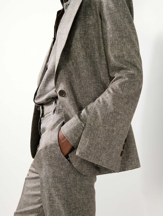 Lino print silk twill suit jacket