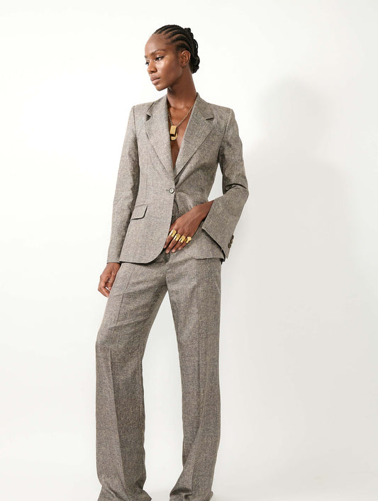 Lino print silk twill suit jacket