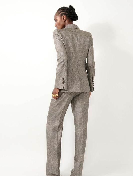 Lino print silk twill suit jacket
