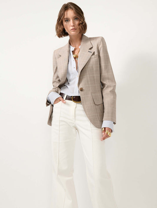 Sand Prince of Wales check suit jacket