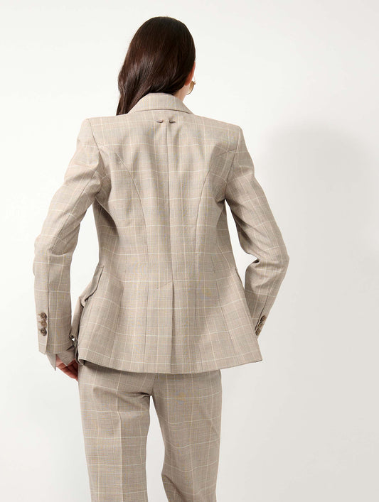 Sand Prince of Wales check suit jacket