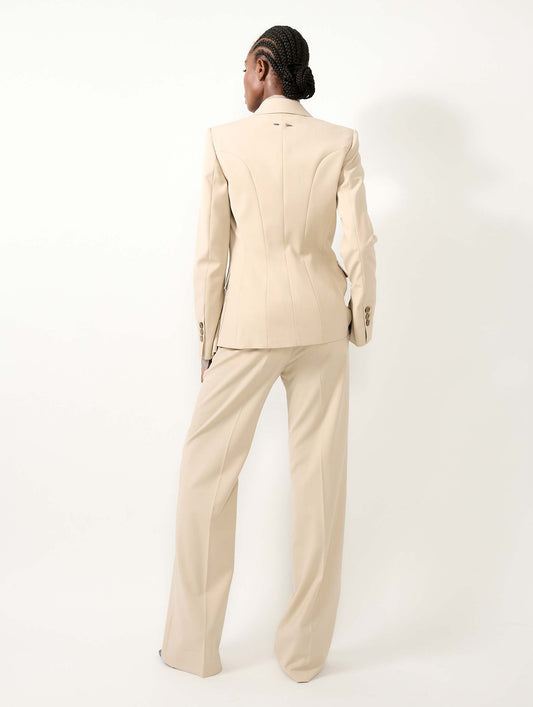 Sand wool gabardine fitted jacket