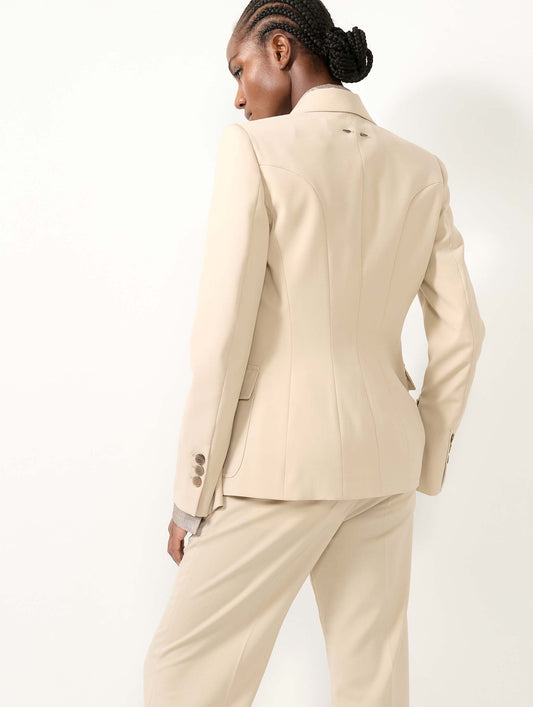 Sand wool gabardine fitted jacket