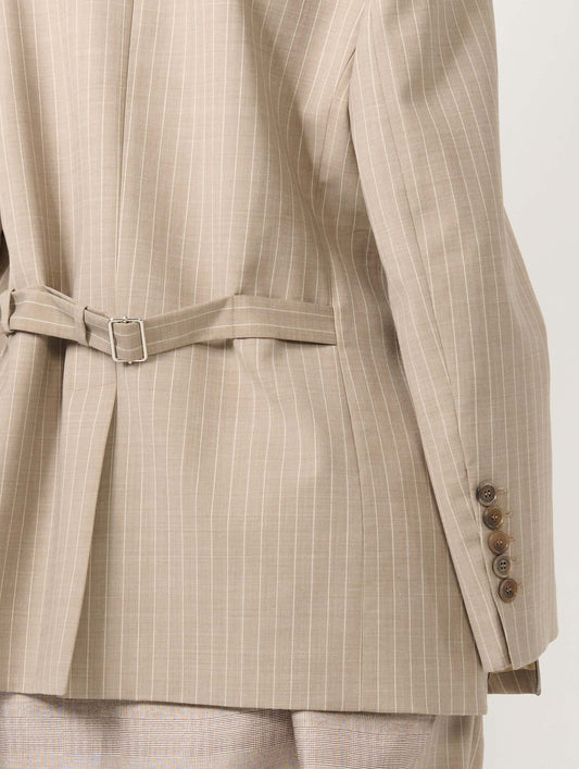 Straight-cut sand pinstripe jacket