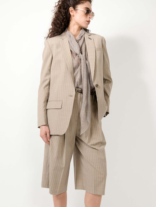 Straight-cut sand pinstripe jacket