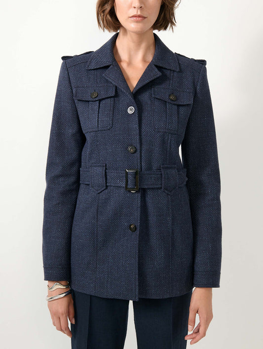 Navy natté weave safari jacket
