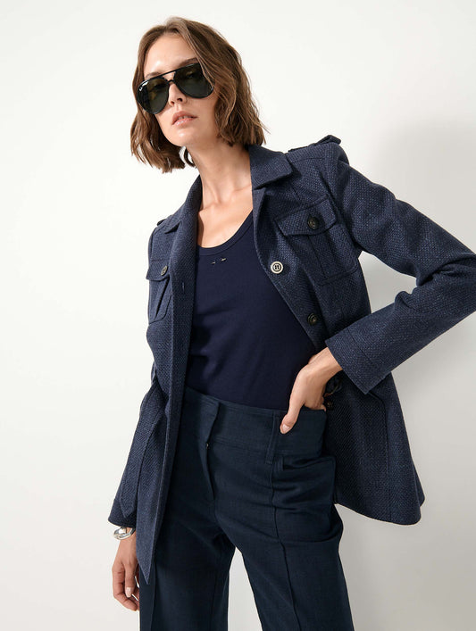 Navy natté weave safari jacket