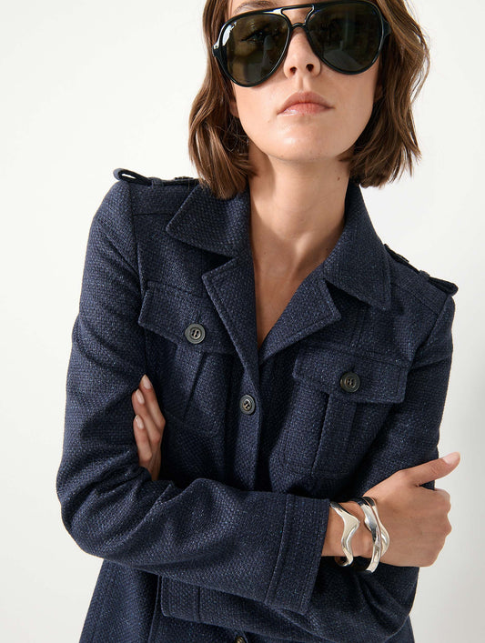 Navy natté weave safari jacket