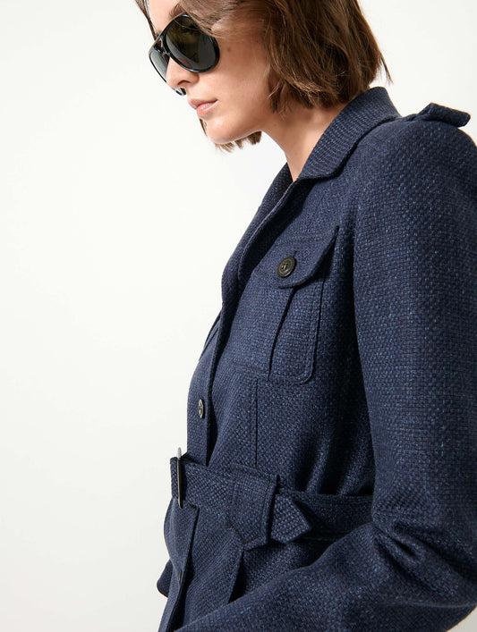 Navy natté weave safari jacket
