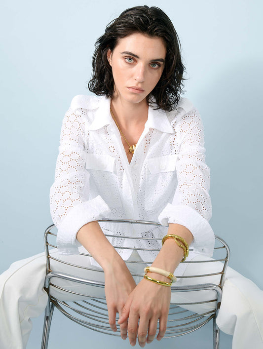 White broderie anglaise safari jacket