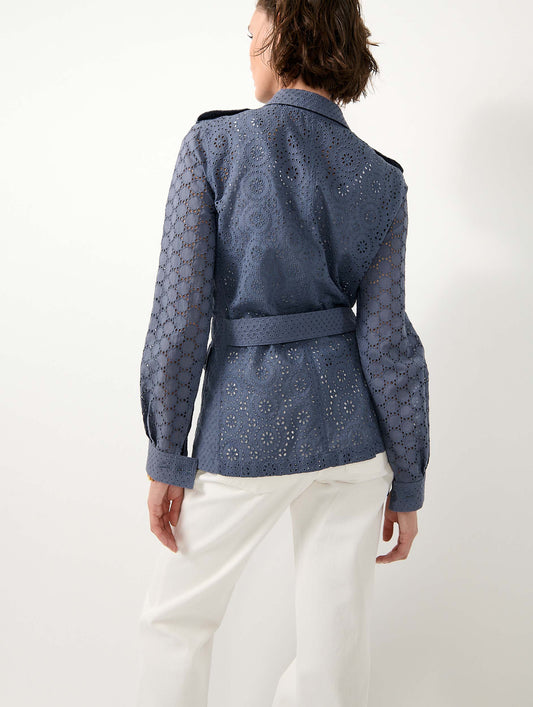 Denim blue broderie anglaise safari jacket