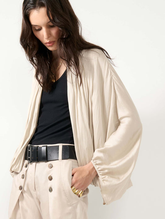 Champagne Angel Skin draped zipped jacket