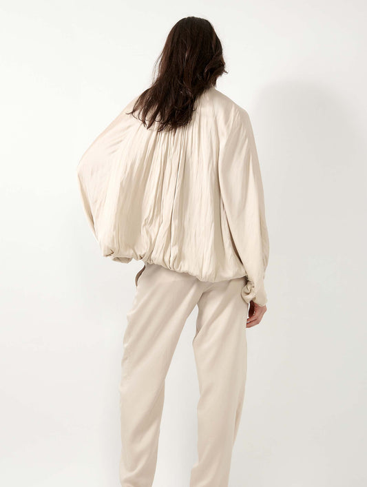 Champagne Angel Skin draped zipped jacket