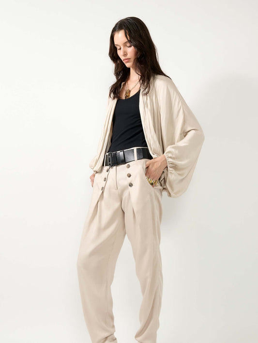 Champagne Angel Skin draped zipped jacket