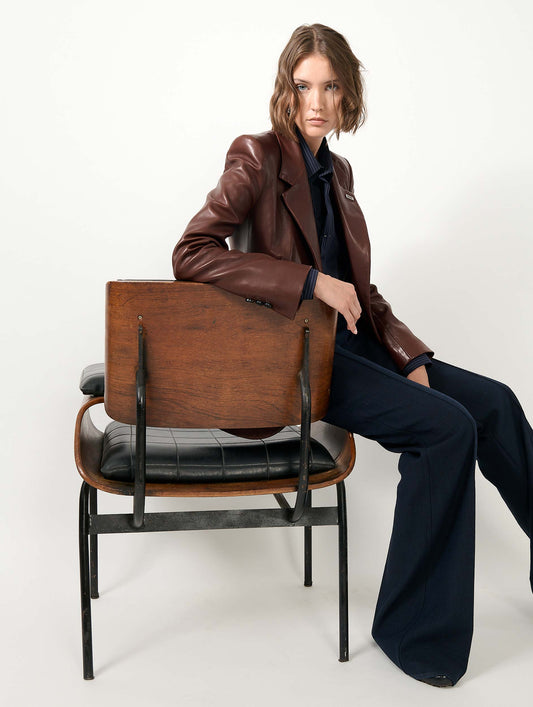 Brown plongé leather jacket