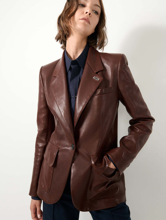 Brown plongé leather jacket