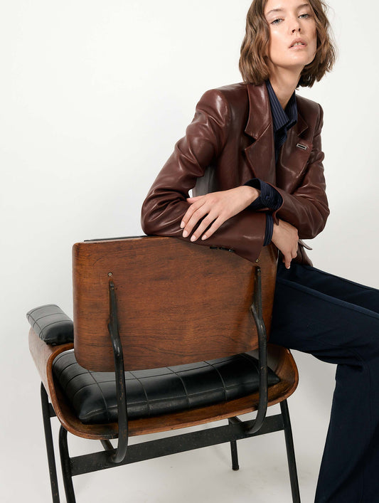 Brown plongé leather jacket