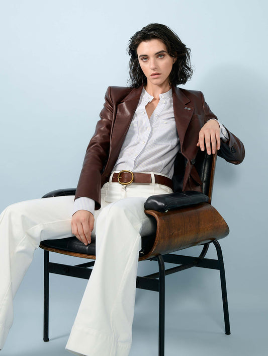 Brown plongé leather jacket