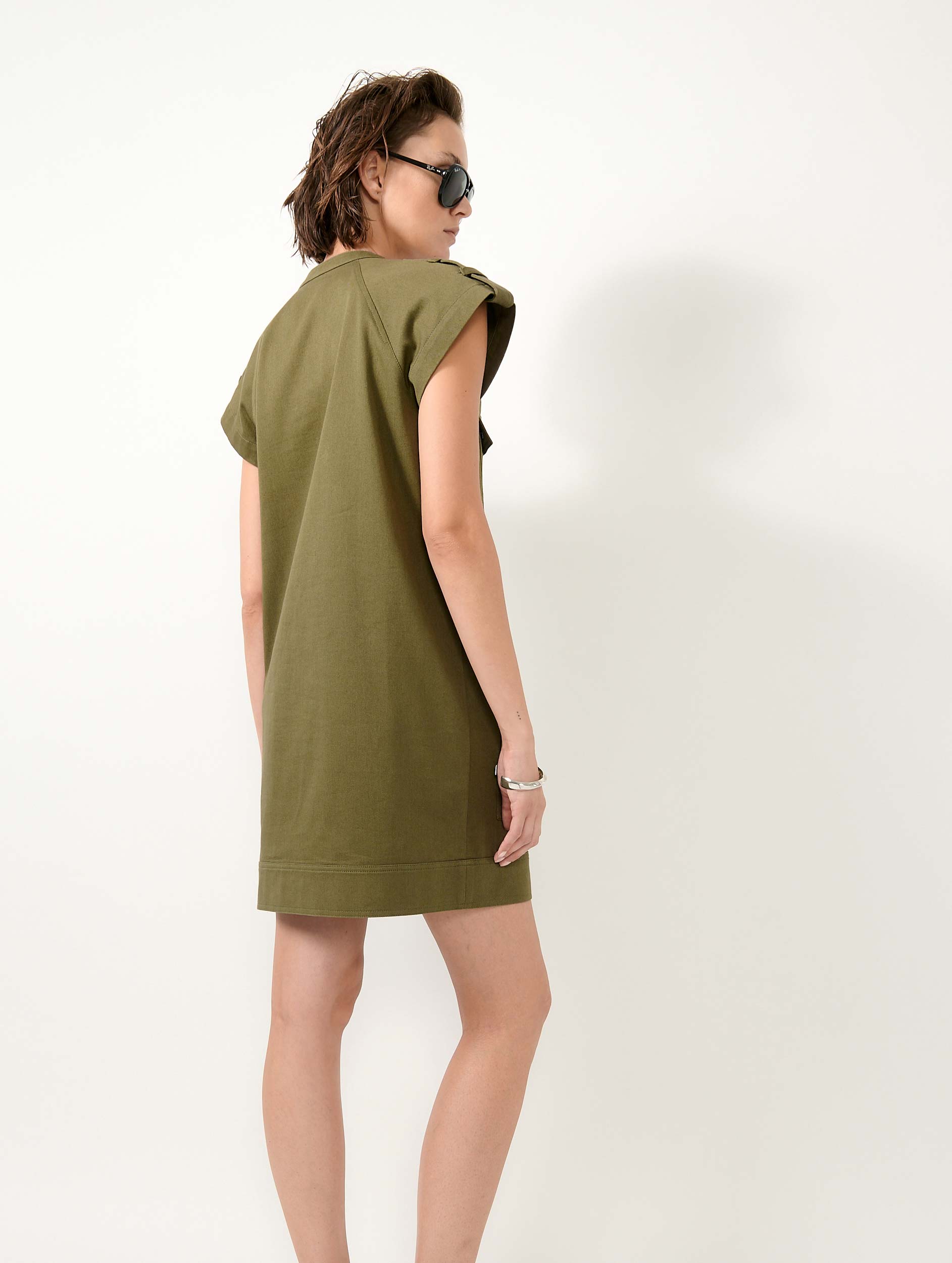 Women Ready-to-Wear | Khaki cotton gabardine short sleeve dress Women Ready-to-Wear | Khaki cotton gabardine short sleeve dress