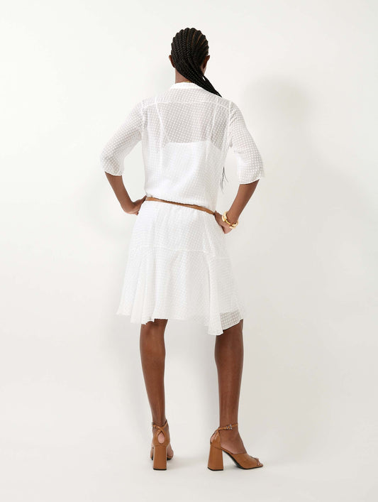 White plumetis silk dress