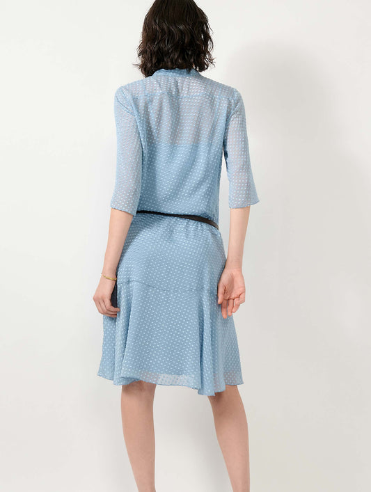 Sky blue plumetis silk dress