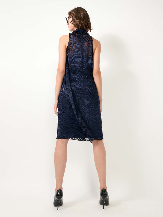 Navy devoré satin dress