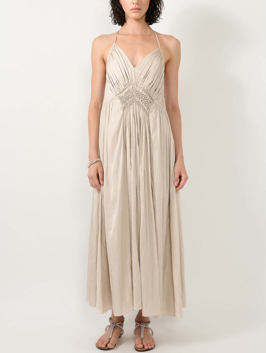 Champagne Angel Skin backless long dress