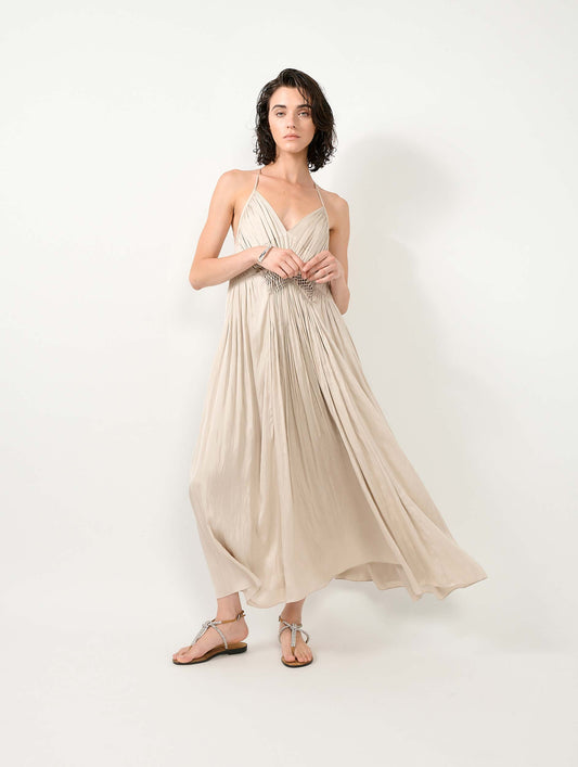 Champagne Angel Skin backless long dress
